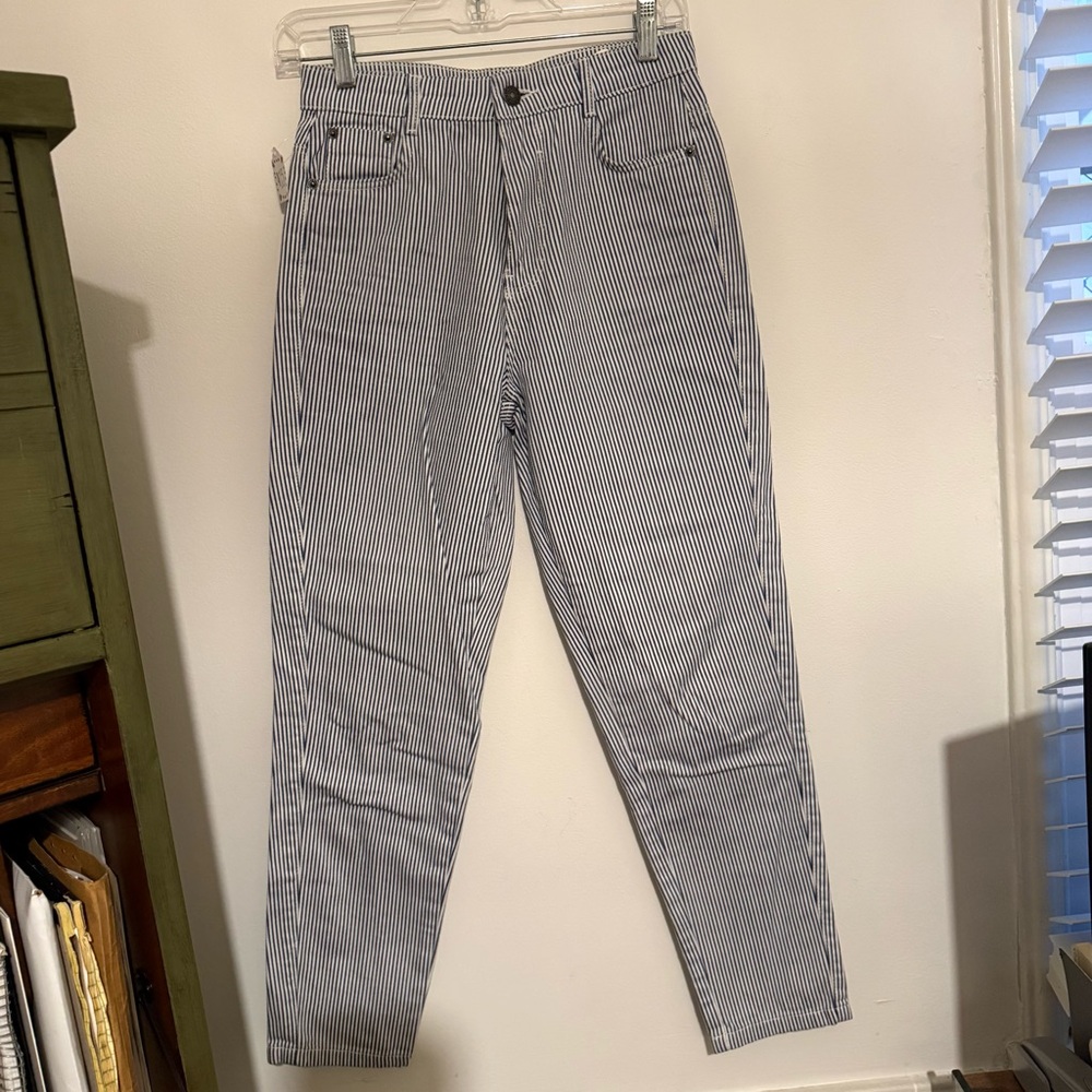 Subdued Blue Pin Stripe Boyfriend Jeans